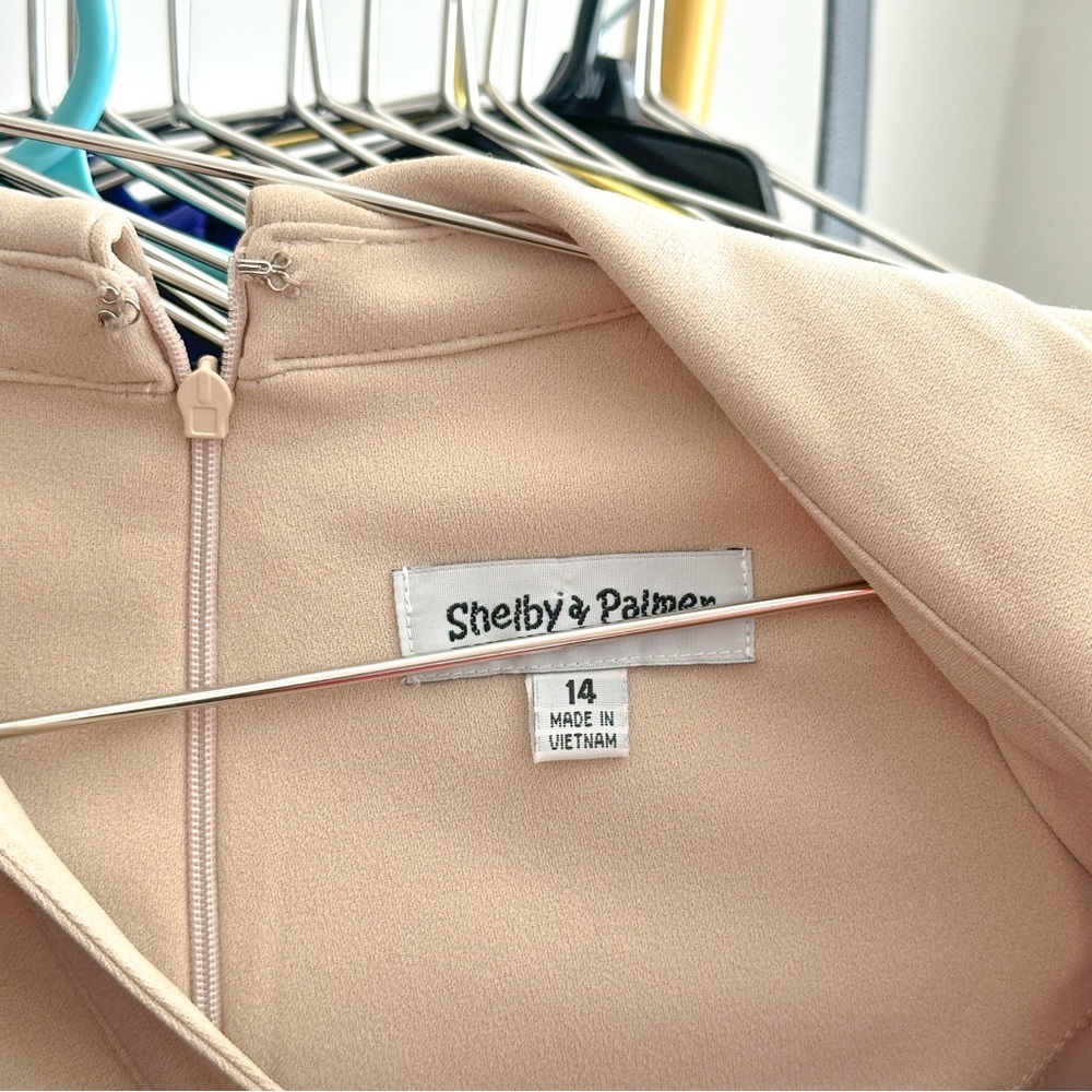 Shelby & Palmer Tan Buttoned Tie Front Midi Dress - Picture 6 of 6